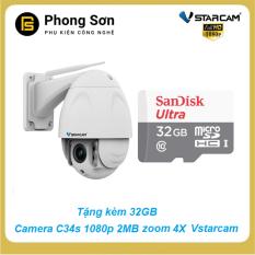 Camera IP không dây Vstarcam C34S Full HD 1080 Zoom 4x (Tặng kèm 32GB Class10 )