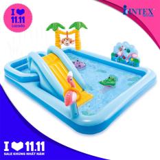 Bể bơi phao cầu trượt có vòi phun mưa INTEX 57161 – Hồ bơi cho bé mini, Bể bơi phao trẻ em