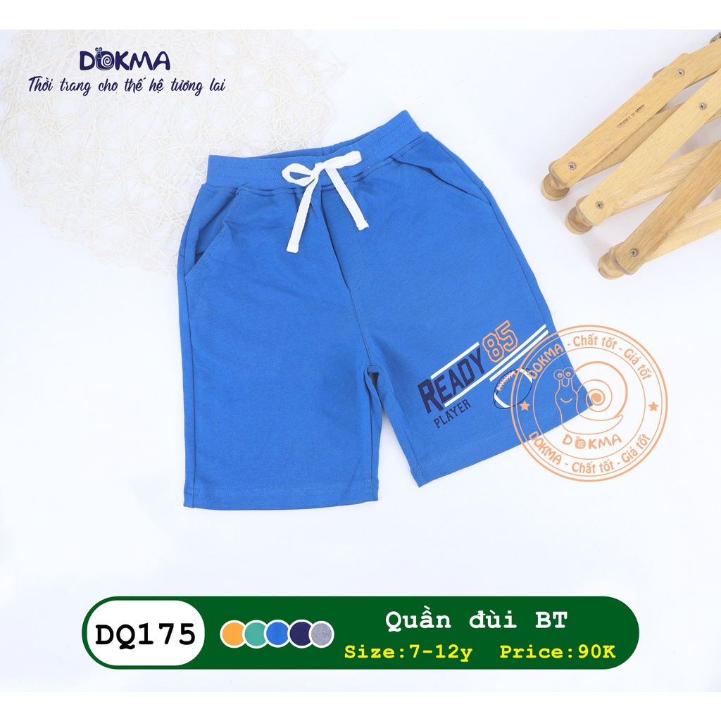 (9-12 tuổi) Quần đùi bé trai Dokma - 100% cotton da cá siêu mềm mát (DQ175)