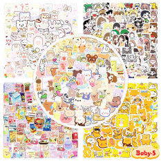 Sticker dán máy tính, set 100 sticker dán sổ trang trí nhiều chủ để xinh xắn cho bé yêu Baby-S – SST015