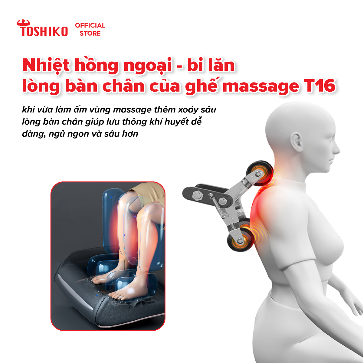 [Trả góp 0% - Lắp đặt tại nhà] Ghế Massage Toàn Đa Năng Toshiko T16 - Sở hữu con lăn...
