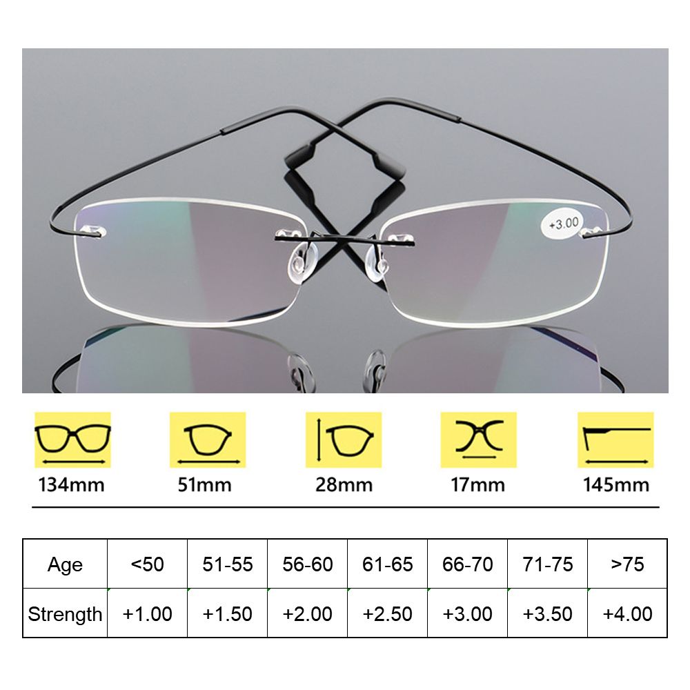 MEAERT Sức mạnh + 1.0 ~ + 4.0 Siêu nhẹ Chăm sóc thị giác Kính mắt Bộ nhớ Titanium Kính...