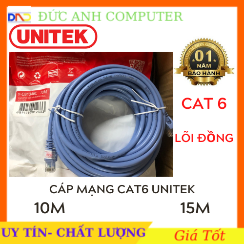 Cáp mạng Cat6 Unitek YC814ABL – 10m 15m cáp mạng đúc 2 đầu chống nhiễu BH 12 tháng cam kết sản phẩm đúng mô tả chất lượng đảm bảo
