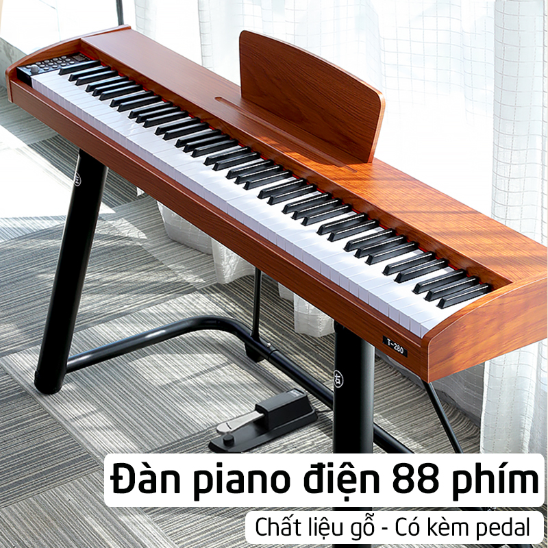 Đàn Piano Điện Tử Gỗ Đàn Organ 88 Phím Tiêu Chuẩn Có Kèm Pedal Âm Thanh Chân Thực Có Kết...