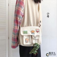 Túi đeo chéo nam nữ vải canvas đựng được khổ giấy a4 phong cách Hàn Quốc tặng kèm huy hiệu-DUHA SPORT