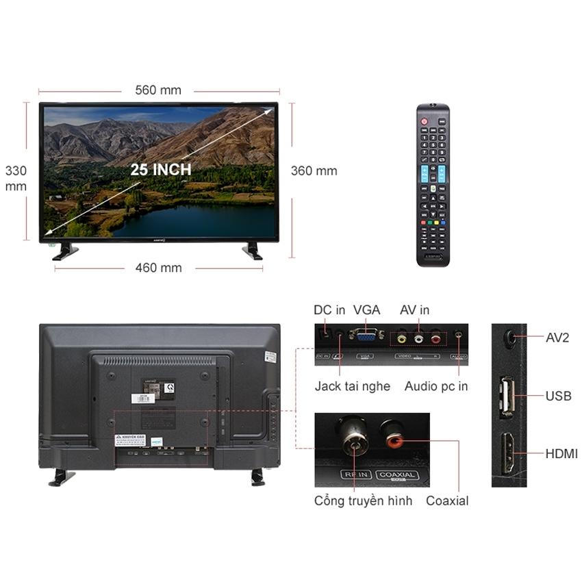 [SẢN PHẨM MỚI] Tivi Led Asanzo 25 inch HD - Model 25S200T2 HDMI VGA AV Truyền hình số mặt đất...