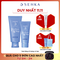 Bộ sản phẩm sữa rửa mặt tơ tằm trắng Senka Perfect Whip 120g và Senka Perfect Whip 50g