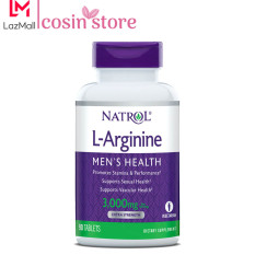 Viên uống Natrol L-Arginine Men’s Health 3,000mg per serving Extra Strength 90 viên – tăng cường sức khỏe nam giới – Cosin Store