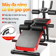 Ghế gập bụng tập gym đa năng hiệu Baichuang, dụng cụ tập chống đẩy, lên bụng, có kèm dây kéo lực co dãn, máy tập thể thao tại nhà đa năng có thể gấp gọn camry
