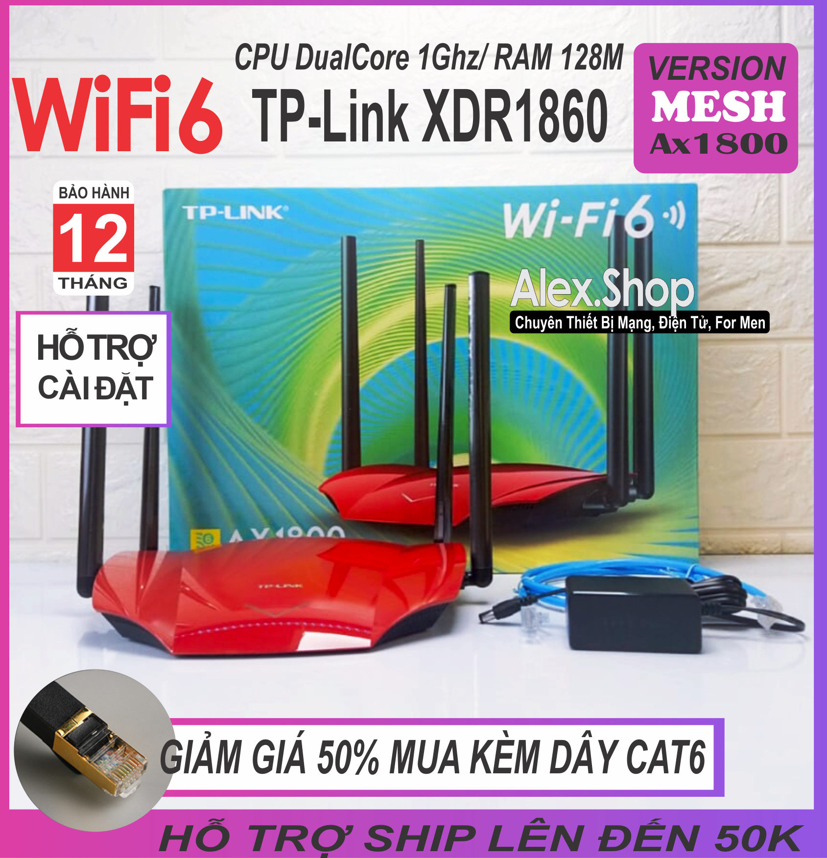 Phát WiFi 6-Mesh TP-Link Xdr1860 AX1800 Công Suất Cao Băng Thông 1800M – BH 12 Tháng