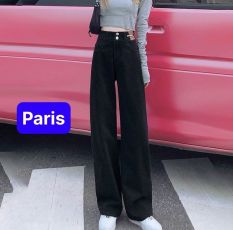 QUẦN BAGGY JEAN NỮ CHẤT BÒ ỐNG SUÔNG CẠP CAO 2 CÚC MIẾNG DA BÒ LƯNG CAO NÂNG MÔNG SANG CHẢNH – PARIS FASHION