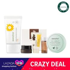 Bộ sản phẩm bảo vệ da và kiềm dầu Kem chống nắng hàng ngày Innisfree Daily UV Protection Cream Mild SPF35 50ml + Phấn phủ kiềm dầu dạng bột khoáng Innisfree No-sebum Mineral Powder 5g + Bộ Sản Phẩm Innisfree Jeju Volcanic Care 3-Step Kit