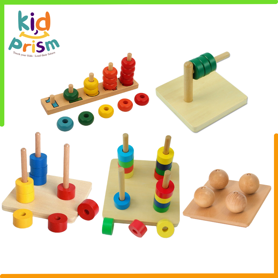 Set GIáo Cụ Montessori – Đồ Chơi 0 – 3 Tuổi giúp bé Phát triển tư duy sớm Phối Hợp Tay Mắt Bằng Gỗ cao cấp