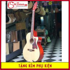 Đàn guitar acoustic cho người mới tập chơi tặng 5 món phụ kiện GV650 chất liệu mặt trước gỗ thông nguyên tấm, bấm nhẹ, không gây đau tay