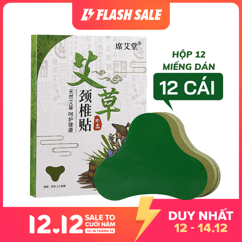 Hộp 12 Miếng Dán Ngải Cứu Vai Gáy Giảm Đau Cổ Vai Gáy AICAO JingZhuitie