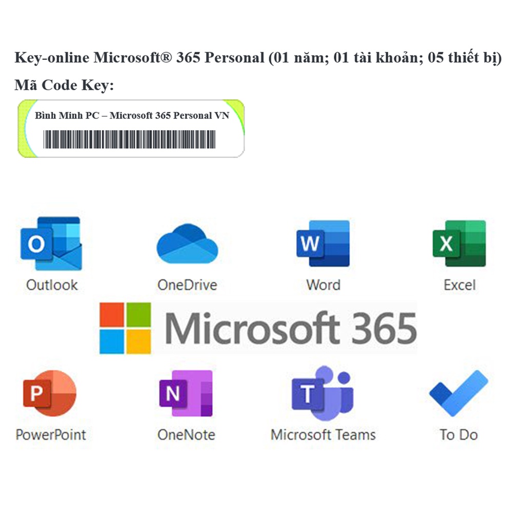 Phần Mềm Microsoft 365 Personal | Key Điện Tử | 01 Người Dùng | 05 Thiết Bị | 1000GB Onedrive...