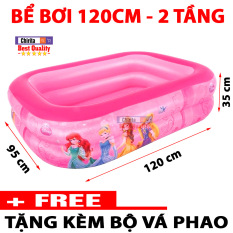 Bể Bơi Cho Bé 1M20 Loại 2 Tầng Màu Hồng – Hồ Bơi Trẻ Em – Tặng Kèm Bộ Vá Phao