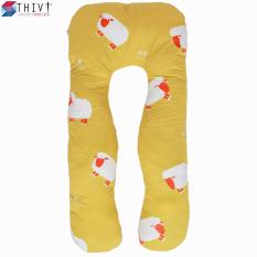 Gối Ôm Chữ U Cao Cấp THIVI Cho Bà Bầu Ngủ Ngon, Đỡ Chuột Rút, Tê Chân – Cotton Hàn Quốc, Gòn Bi 3D – Màu Vàng
