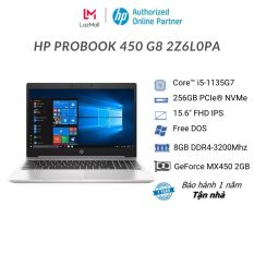 [Trả góp 0%]Laptop HP Probook 450 G8 2Z6L0PA (i5-1135G7| 8GB DDR4 |SSD 256GB | 2G_MX450| 15.6″ FHD| Free DOS.