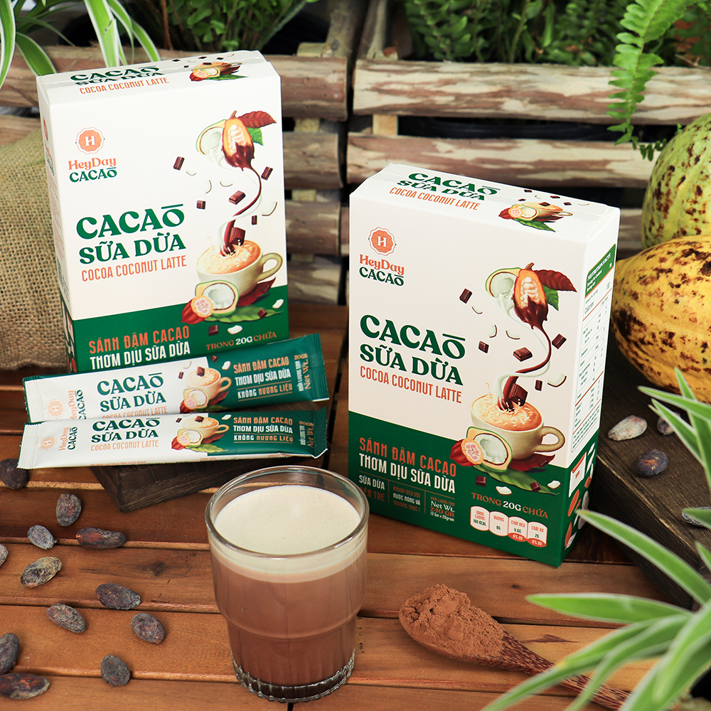 [Tổng 20g] Bột Cacao Sữa Dừa Heyday - Gói tiện lợi 20g - Bột sữa dừa tự nhiên, Thuần chay...