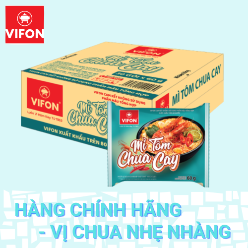 Thùng 30 Mì VIFON vị Tôm Chua Cay (60g / Gói)