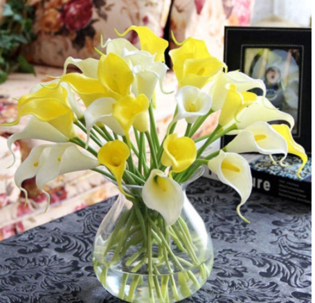 Hoa giả- hoa rum calla lily cao su cao cấp mini cành dài 34 cm siêu đẹp
