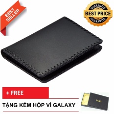 Mẫu sản phẩm Ví Nam Bóp Nam Nhỏ Handmade Da Bò Thật Galaxy Store GVM03 (Đen) + Tặng Kèm Hộp Ví