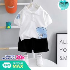 Bộ Bé Trai, Bộ Quần Áo Bé Trai Cổ Trụ, Hình Khủng Long Ngộ Nghĩnh, Chất Cotton, Thấm Hút Tốt, Hàng KEYER KID VN SZ97