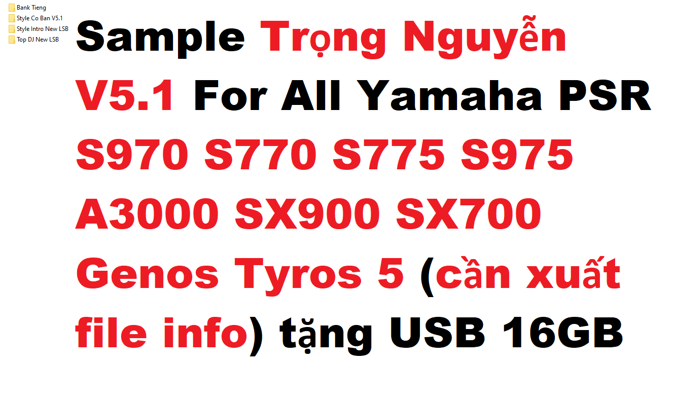 Sample Trọng Nguyễn V5.1 For All Yamaha PSR S970 S770 S775 S975 A3000 SX900 SX700 Genos Tyros 5