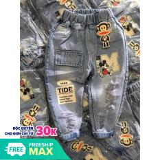 Quần jeans dài micky túi hộp cho bé trai, bé gái 7-22kg
