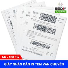 Giấy Nhãn Dán Decal Media A6 100 Tờ In Tem Vận Chuyển In Phiếu Gửi Hàng Dùng Cho Máy In Laser