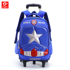 Balo kéo học sinh Captain America cần kéo 6 bánh