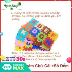 Bộ 40 Miếng Thảm Xốp Mềm Lót Sàn Ghép Chữ Cái, Số Và Phép Tính Cho Bé