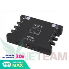 Sound card XOX ks108 (Phiên bản k10 quốc tế 2019 cải tiến ic) dùng hát livestream, karaoke, thu âm. Phiên bản 2019 đã cải tiến ic âm thanh và vang hay hơn đời k10 trước, không bị lỗi rè âm thanh khi vặn volume lớn