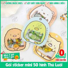 Gói sticker mini 50 hình chủ đề thú lười Nhật Bản để trí điện thoại, laptop, sách vở, bút viết,…