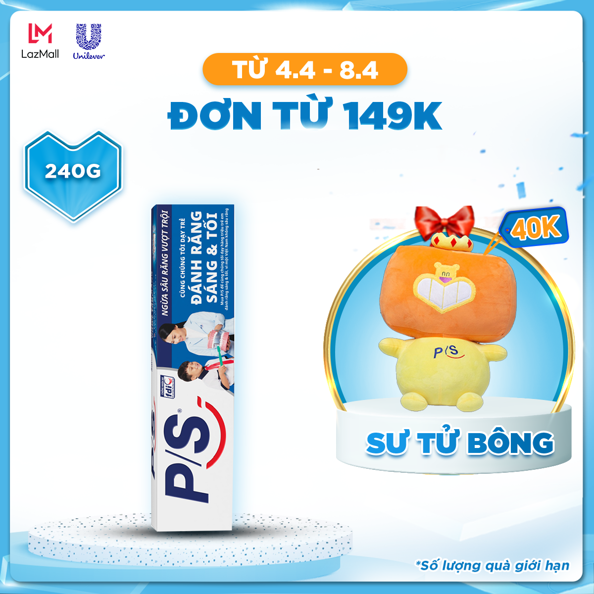 Kem Đánh Răng P/S Ngừa sâu răng vượt trội 240g