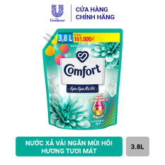 Túi Nước Xả Làm Mềm Vải Comfort Chăm Sóc Chuyên Sâu Ngăn Ngừa Mùi Hôi Hương Tươi Mát (3.8l)