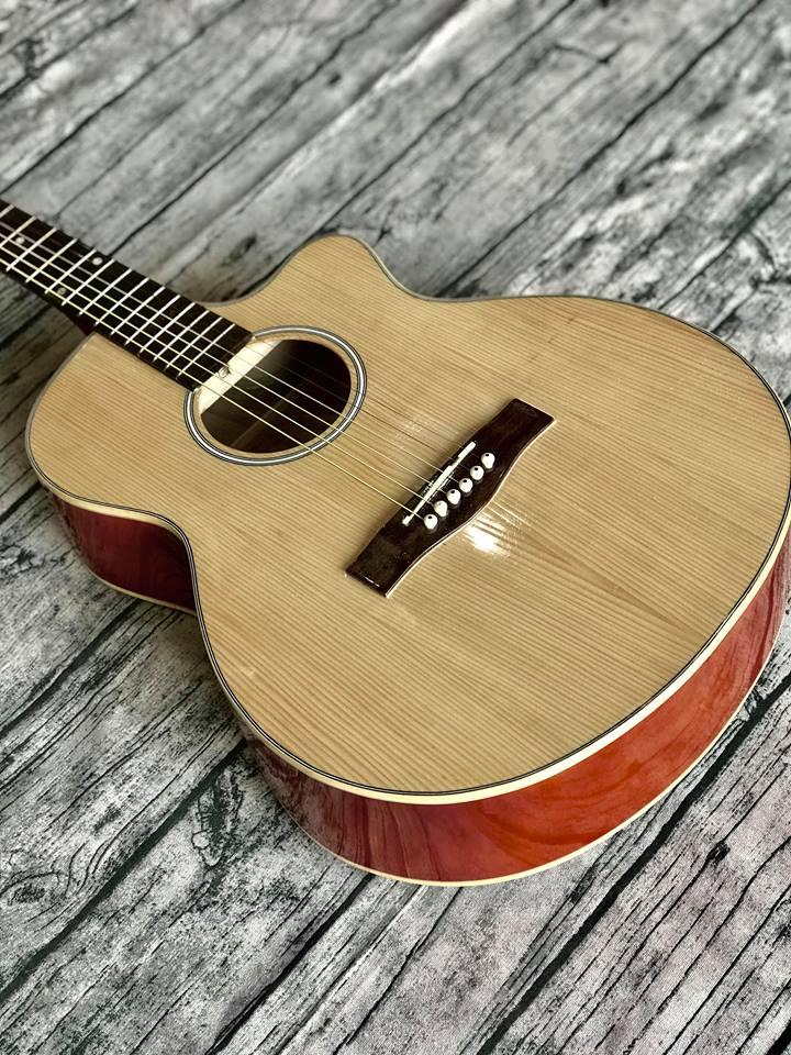 Đàn Guitar Acoustic ET-75SV có ty chỉnh cong cần chất liệu gỗ thông, đánh đàn êm tay - Tặng kèm...