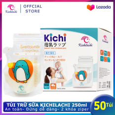 Hộp 50 Túi trữ sữa Kichilachi 250ml- Có vòi rót tiện lợi, an toàn không BPA, chắc chắn không dò sữa