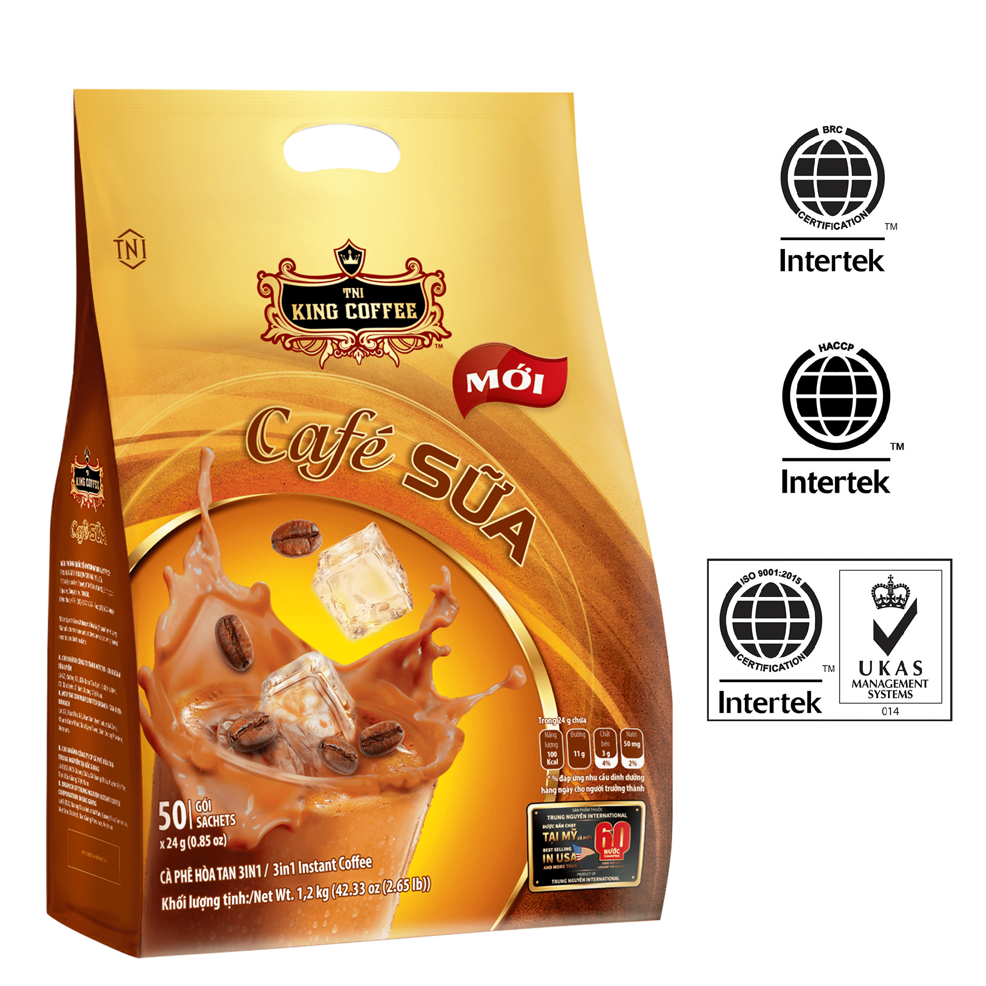 Cà Phê Sữa Hòa Tan 3IN1 KING COFFEE - Túi 50 gói x 24g