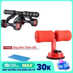 Dụng cụ tập thể dục tại nhà con lăn 4 bánh + Tập chữ T – Tặng kèm thảm tập