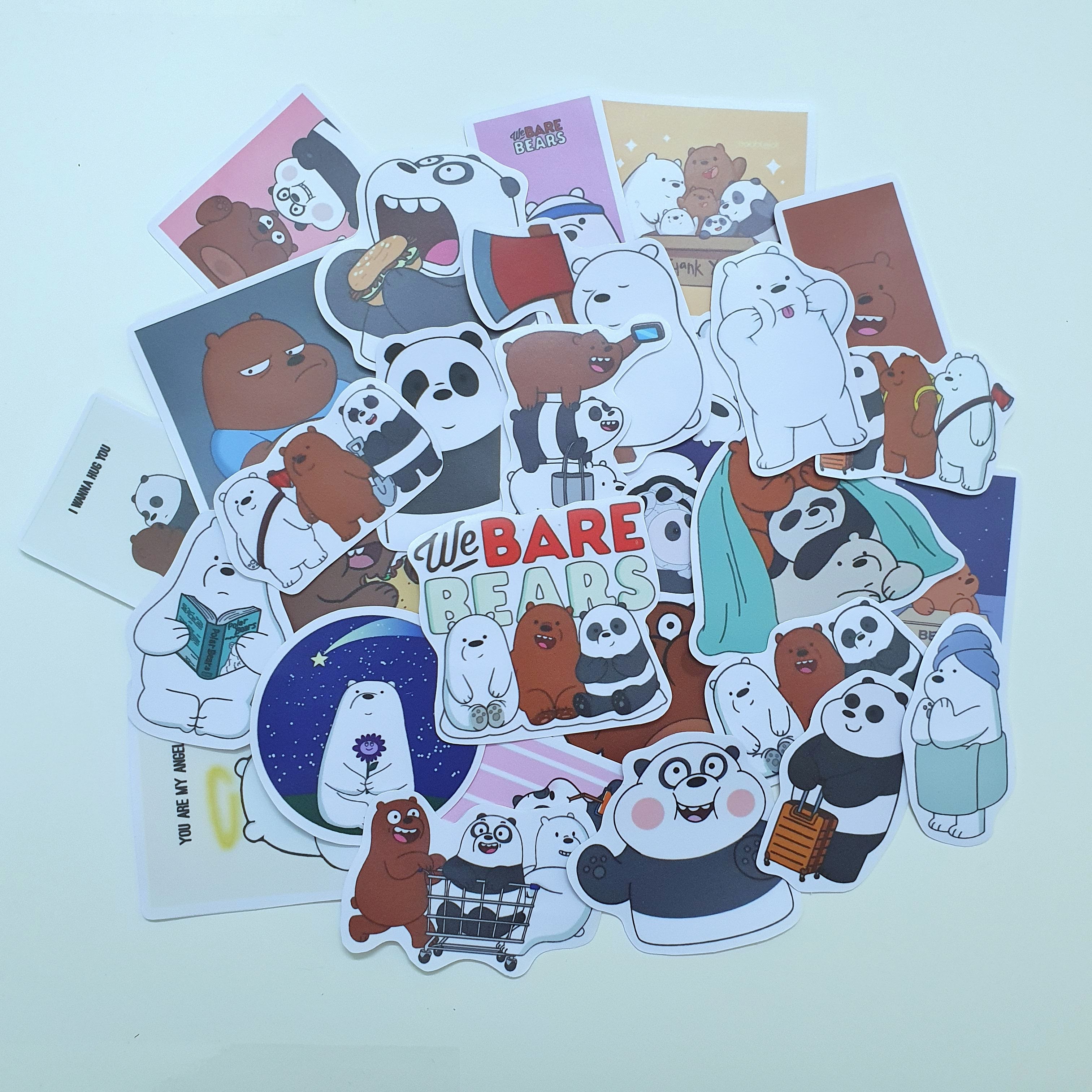 Bộ hình dán We Bare Bears sticker chống nước cao cấp, không bay màu