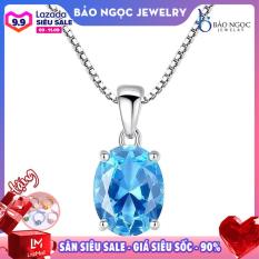 Dây chuyền |dây chuyền nữ |dây chuyền bạc | dây Chuyền Bạc Nữ Dây Chuyền Đính Đá Topaz Xanh M-1447 Bảo Ngọc Jewelry