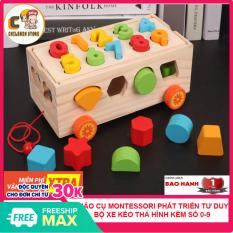 [ XẢ KHO 3 NGÀY] Đồ Chơi Xe Kéo Thả Hình Ghép Số 2 Trong 1 Bằng Gỗ, Đồ Chơi Theo Phương Pháp Montessori, Giáo Cụ Montessori Phát Triển Tư Duy Cho Bé BẢO HÀNH 12 THÁNG