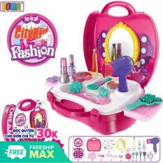 Bộ đồ chơi trang điểm make up cho bé gái, chất liệu nhựa abs vi sinh an toàn, có 3 mẫu hộp như ảnh- đều tông hồng như nhau