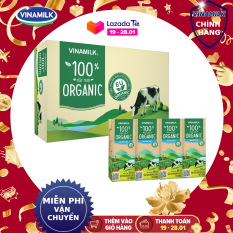 Thùng 48 hộp Sữa tươi Vinamilk 100% Organic 180ml
