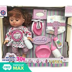 (KHUYẾN MẠI SỐC) Búp bê bé gái dùng pin biết nói nhiều tiếng khác nhau, kích thước to, kèm nhiều đồ cho bé hàng cao cấp (kèm pin), Do choi bup be so sinh be gai dung pin biet noi