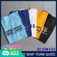 Combo 5 áo thun nam cotton XuBi01 Màu ngẫu nhiên, chất liệu thun Cotton, thiết kế thời trang, mặc khi đi học, đi làm