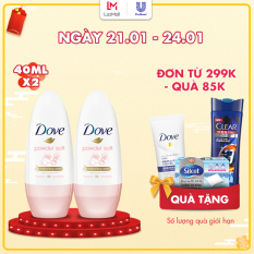 Combo 2 Lăn Khử Mùi Dove Powder Soft Dưỡng Da Sáng Mịn Hương Phấn Thơm (40ml x 2)