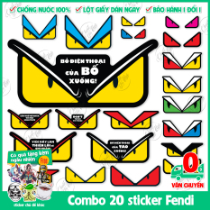 Combo 20 sticker hình dán đôi mắt màu vàng Fendi nhiều kích thước trang trí điện thoại, laptop, nón bảo hiểm,… chống nước